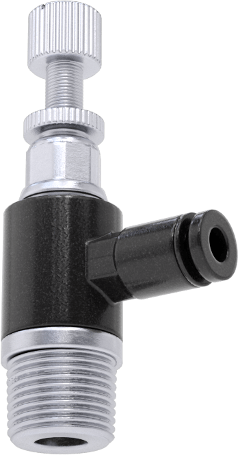 Dirsek Hava Akış Kontrol Vanası, Naylon Gövde, 1/8 NPT Giriş x 1/8" Push-Connect Çıkış