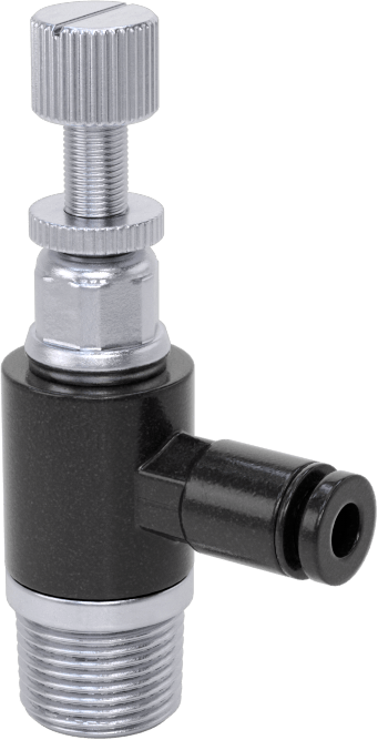 Dirsek Hava Akış Kontrol Vanası, Naylon Gövde, 1/8 NPT Giriş x 1/8" Push-Connect Çıkış