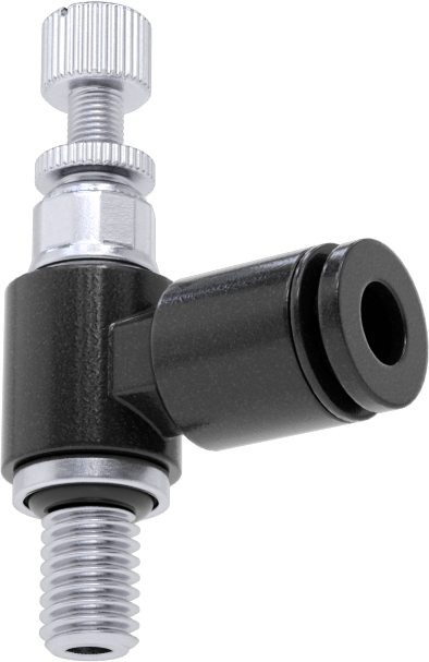 Dirsek Hava Akış Kontrol Vanası, Naylon, 10-32 UNF Giriş x 5/32" Push-Connect Çıkış