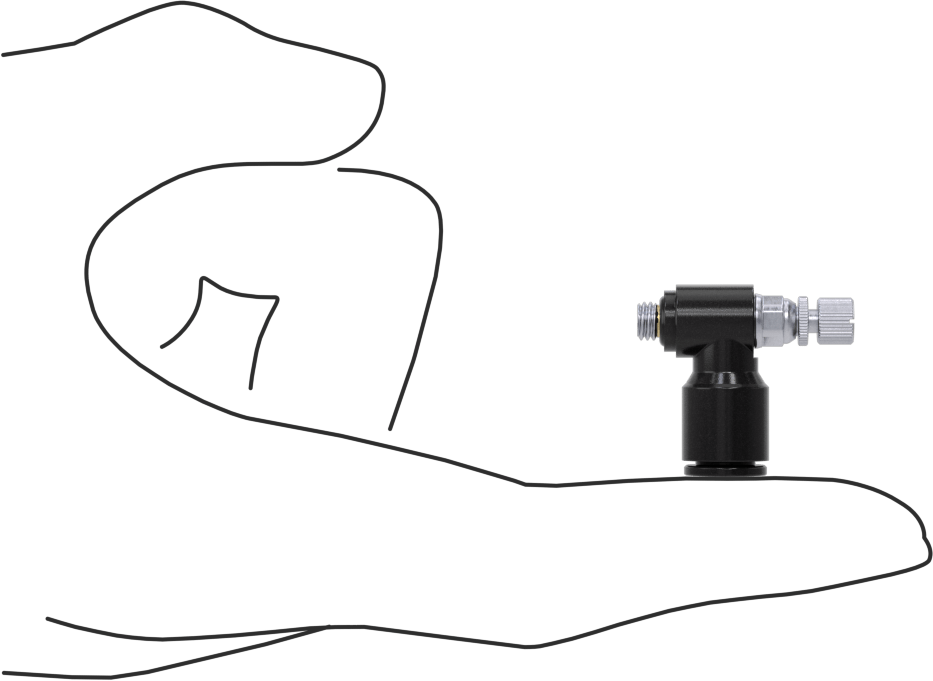 Dirsek Hava Akış Kontrol Vanası, Naylon, 10-32 UNF Giriş x 1/4" Push-Connect Çıkış