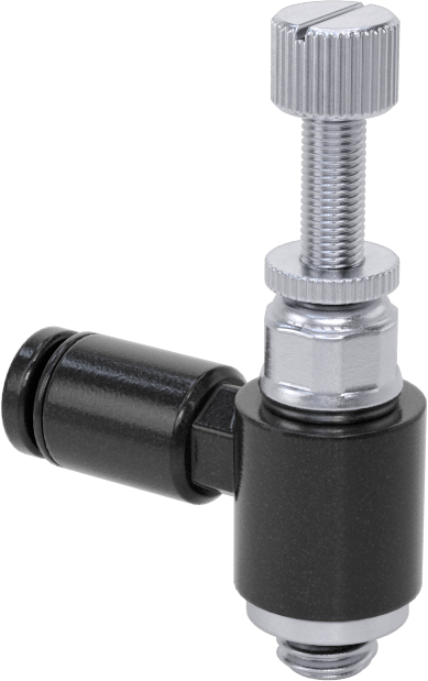 Dirsek Hava Akış Kontrol Vanası, Naylon, 1/8" Push-Connect Giriş x 10-32 UNF Çıkış