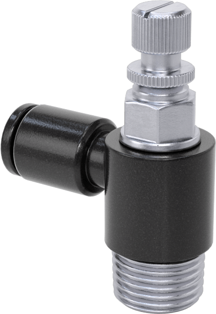 Dirsek Hava Akış Kontrol Vanası, Naylon, 1/8 NPT Giriş x 5/32" Push-Connect Çıkış