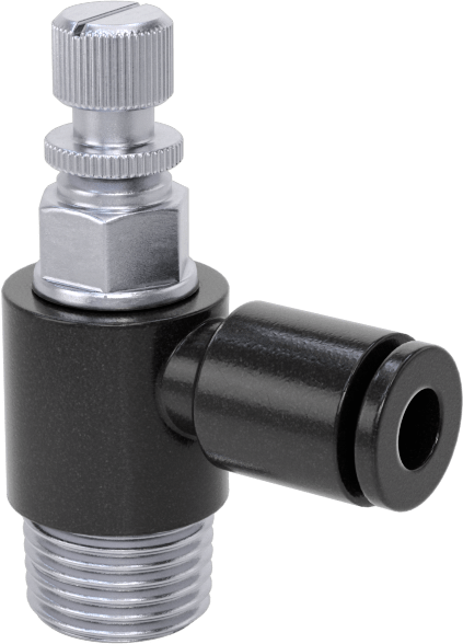 Dirsek Hava Akış Kontrol Vanası, Naylon, 1/8 NPT Giriş x 5/32" Push-Connect Çıkış