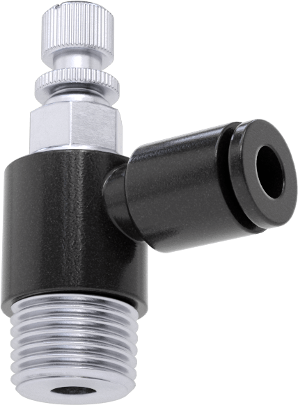 Dirsek Hava Akış Kontrol Vanası, Naylon, 1/8 NPT Giriş x 5/32" Push-Connect Çıkış