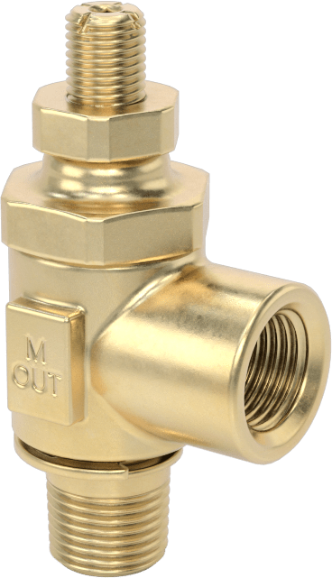 Dirsek Hava Akış Kontrol Vanası, Pirinç 1/8 NPT Erkek Giriş x 1/8 NPT Dişi Çıkış