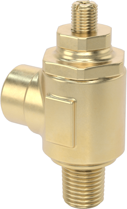 Dirsek Hava Akış Kontrol Vanası, Pirinç 1/4 NPT Erkek Giriş x 1/4 NPT Dişi Çıkış