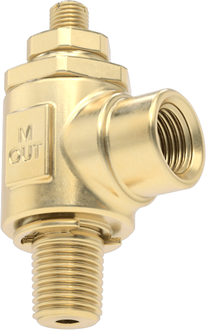 Dirsek Hava Akış Kontrol Vanası, Pirinç 1/4 NPT Erkek Giriş x 1/4 NPT Dişi Çıkış