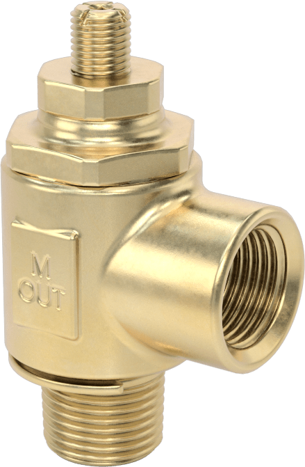 Dirsek Hava Akış Kontrol Vanası, Pirinç 3/8 NPT Erkek Giriş x 3/8 NPT Dişi Çıkış