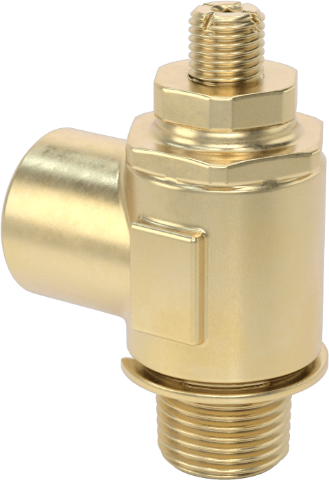 Dirsek Hava Akış Kontrol Vanası, Pirinç 1/2 NPT Erkek Giriş x 1/2 NPT Dişi Çıkış