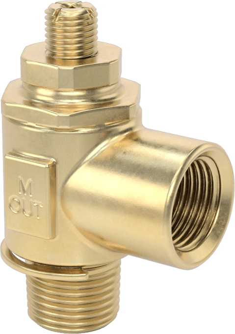 Dirsek Hava Akış Kontrol Vanası, Pirinç 1/2 NPT Erkek Giriş x 1/2 NPT Dişi Çıkış