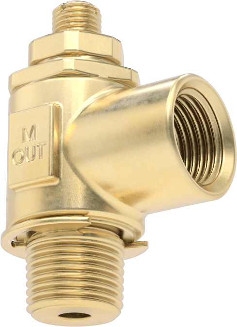 Dirsek Hava Akış Kontrol Vanası, Pirinç 1/2 NPT Erkek Giriş x 1/2 NPT Dişi Çıkış