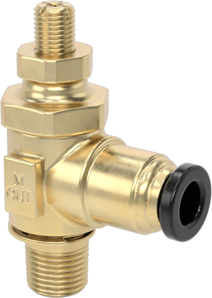 Dirsek Hava Akış Kontrol Vanası, Pirinç 1/8 NPT Giriş x 1/4" Push-Connect Çıkış