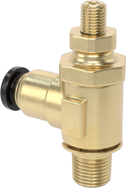 Dirsek Hava Akış Kontrol Vanası, Pirinç 1/8 NPT Giriş x 1/4" Push-Connect Çıkış