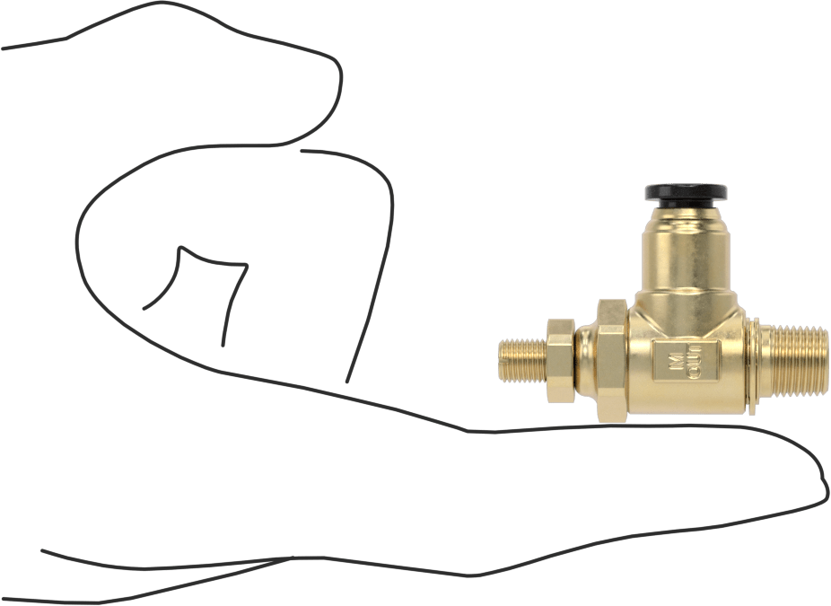 Dirsek Hava Akış Kontrol Vanası, Pirinç 1/8 NPT Giriş x 1/4" Push-Connect Çıkış