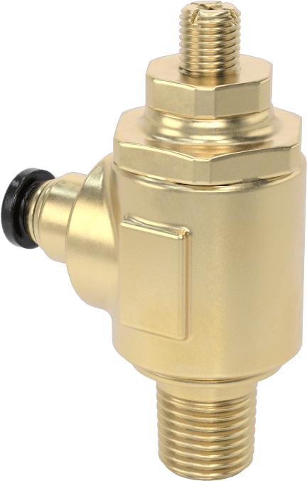 Dirsek Hava Akış Kontrol Vanası, Pirinç 1/4 NPT Giriş x 1/4" Push-Connect Çıkış