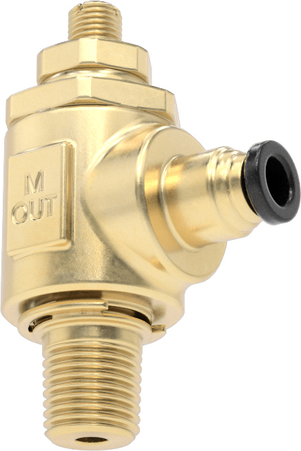 Dirsek Hava Akış Kontrol Vanası, Pirinç 1/4 NPT Giriş x 1/4" Push-Connect Çıkış