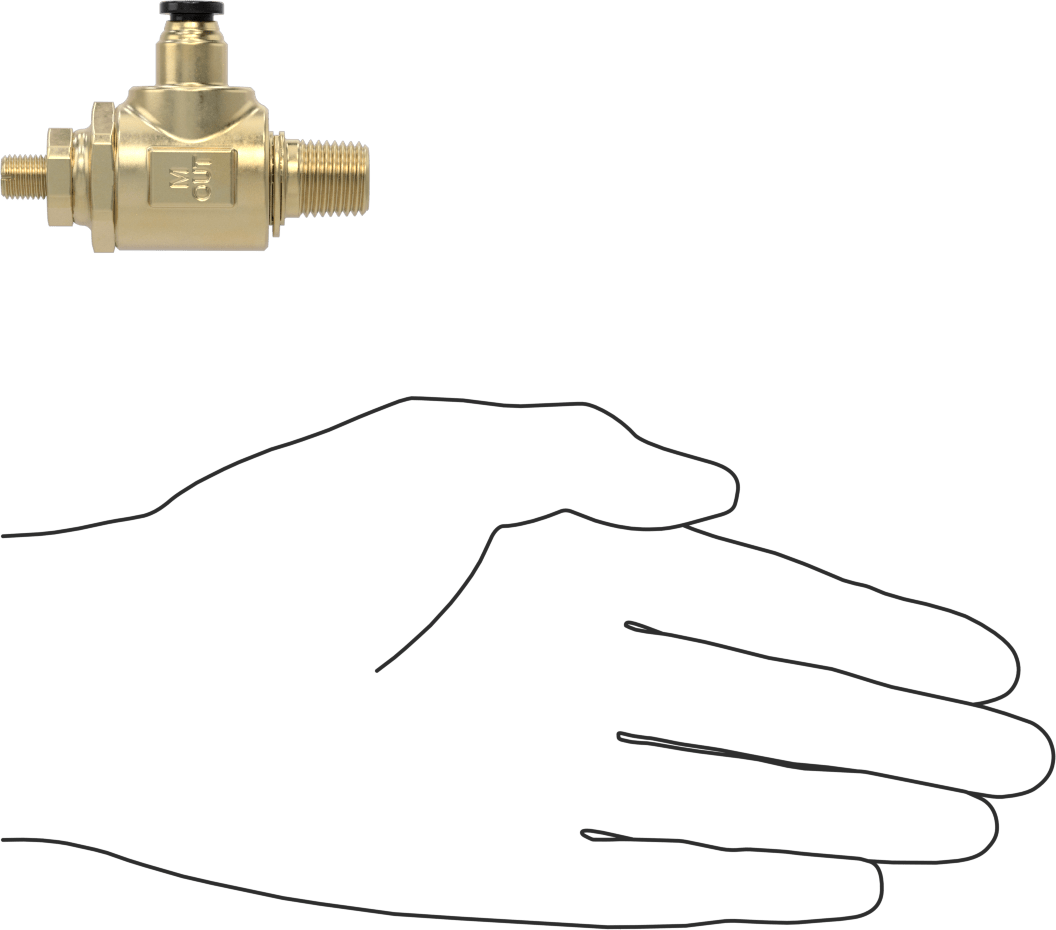 Dirsek Hava Akış Kontrol Vanası, Pirinç 1/4 NPT Giriş x 1/4" Push-Connect Çıkış