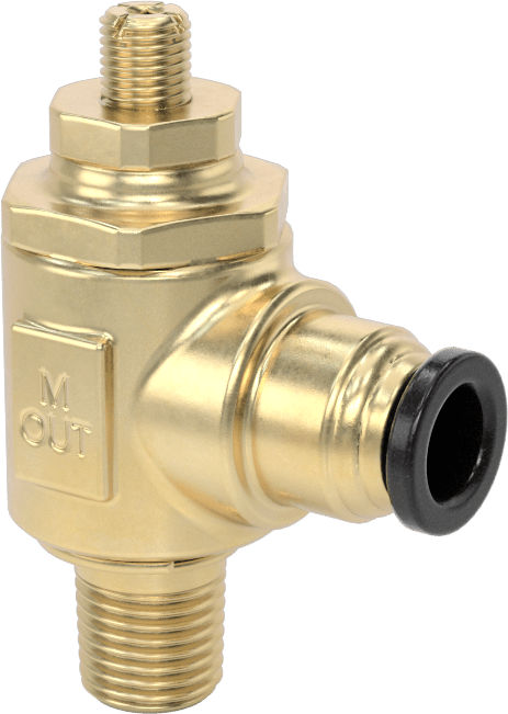 Dirsek Hava Akış Kontrol Vanası, Pirinç 1/4 NPT Giriş x 3/8 inç Push-Connect Çıkış