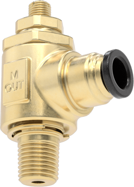 Dirsek Hava Akış Kontrol Vanası, Pirinç 1/4 NPT Giriş x 3/8 inç Push-Connect Çıkış