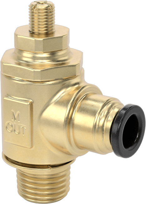 Dirsek Hava Akış Kontrol Vanası, Pirinç 3/8 NPT Giriş x 3/8" Push-Connect Çıkış