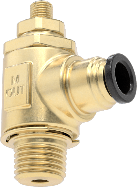 Dirsek Hava Akış Kontrol Vanası, Pirinç 3/8 NPT Giriş x 3/8" Push-Connect Çıkış