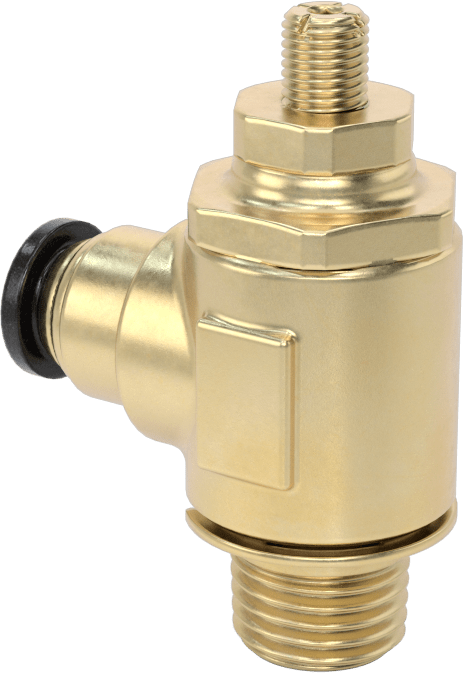 Dirsek Hava Akış Kontrol Vanası, Pirinç 3/8 NPT Giriş x 3/8" Push-Connect Çıkış