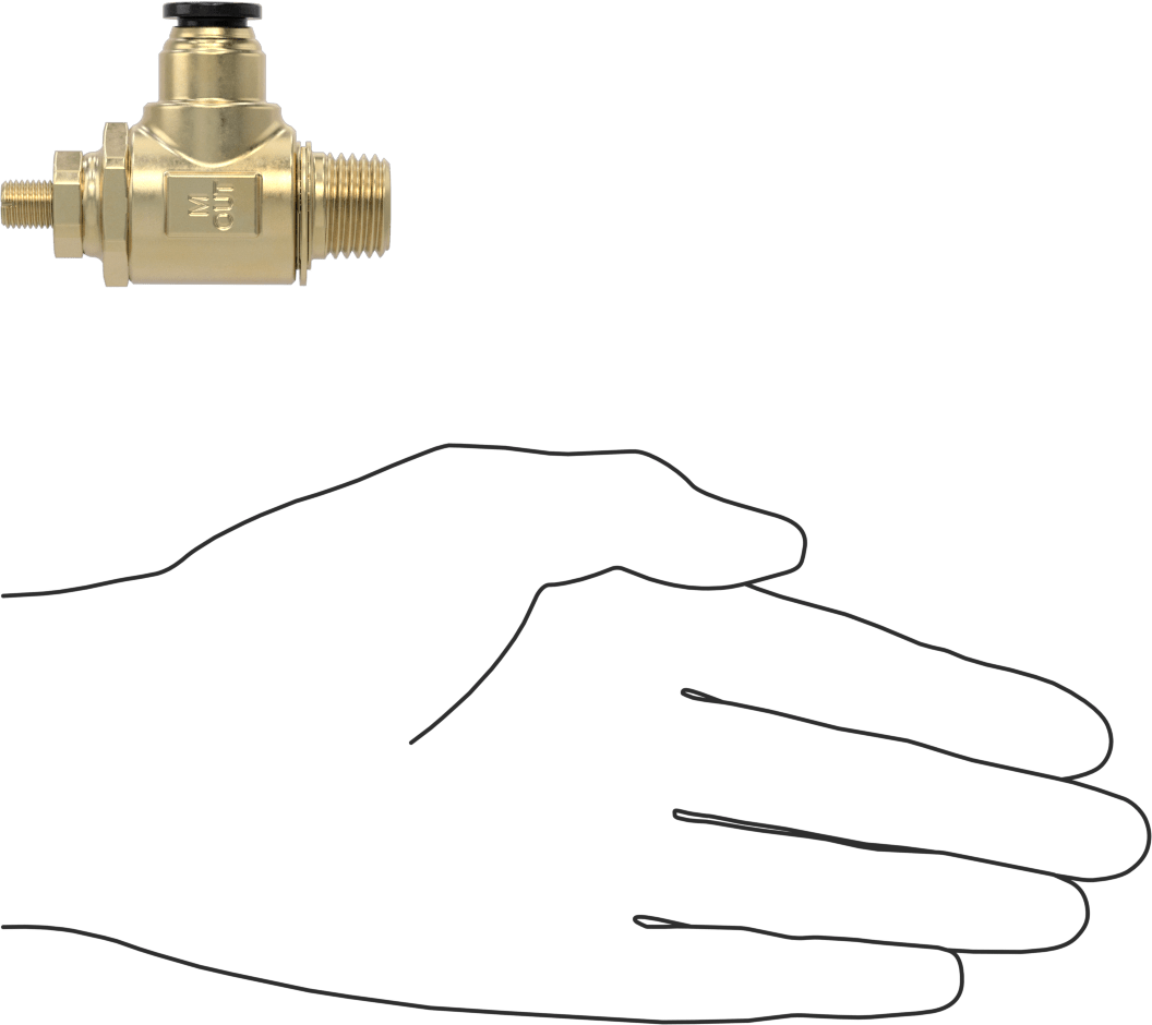 Dirsek Hava Akış Kontrol Vanası, Pirinç 3/8 NPT Giriş x 3/8" Push-Connect Çıkış