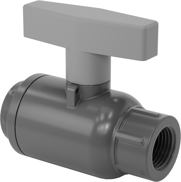 İçme Suyu için PVC Açma/Kapama Vanası, PTFE Yuvası, 1/2 NPT Dişi