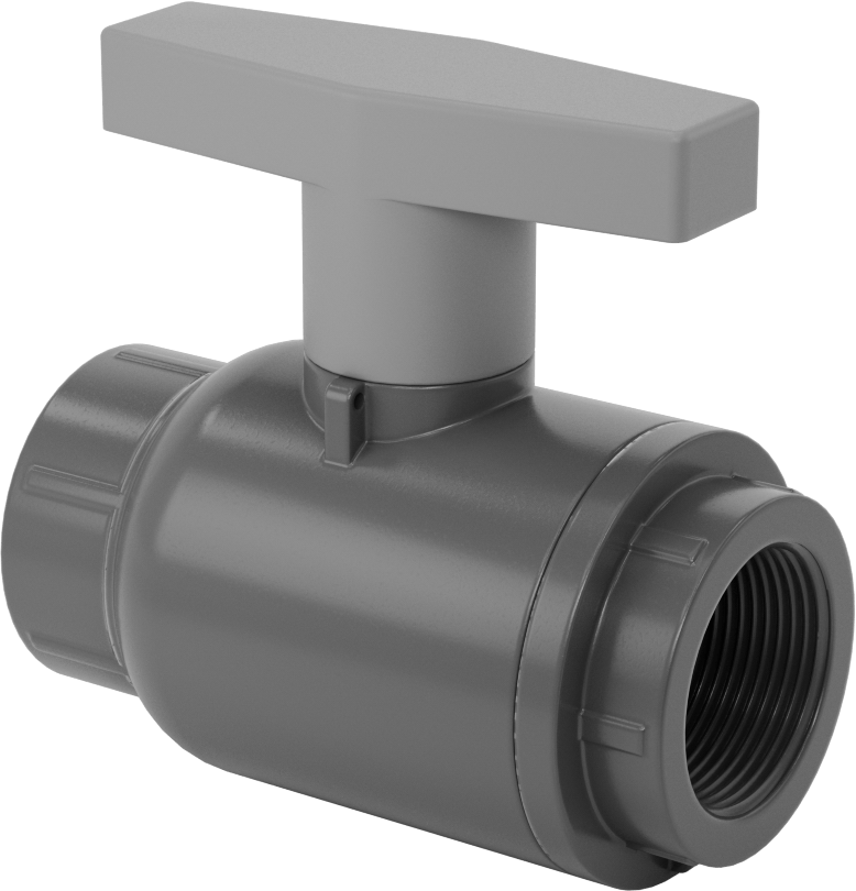 İçme Suyu için PVC Açma/Kapama Vanası, PTFE Yuvası, 1-1/4 NPT Dişi