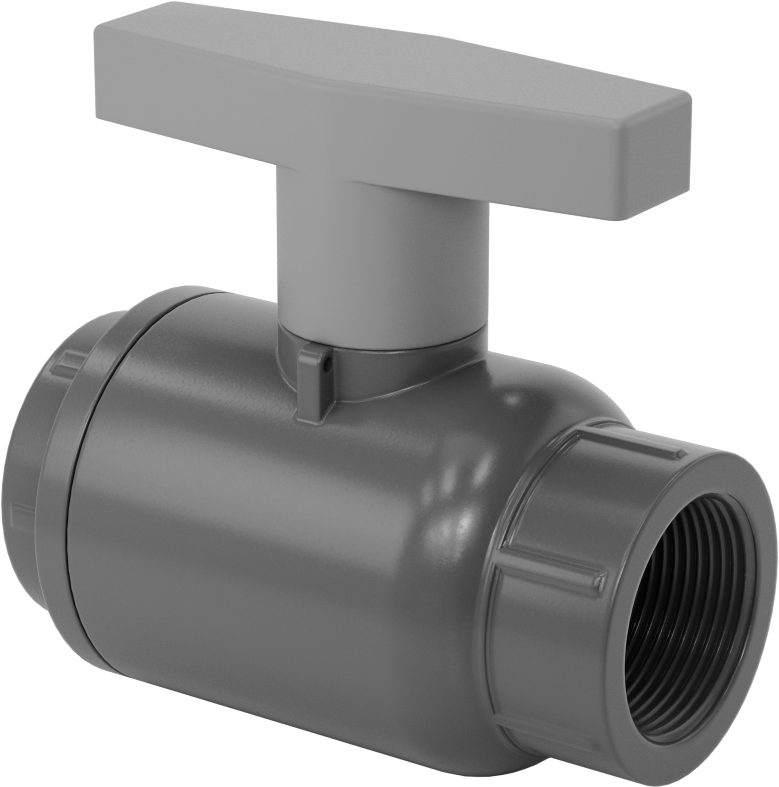 İçme Suyu için PVC Açma/Kapama Vanası, PTFE Yuvası, 1-1/4 NPT Dişi