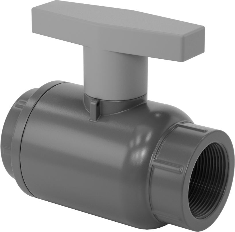 İçme Suyu için PVC Açma/Kapama Vanası, PTFE Yuvası, 1-1/2 NPT Dişi