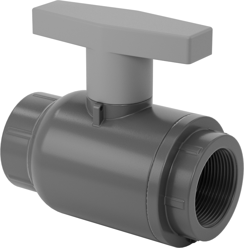 İçme Suyu için PVC Açma/Kapama Vanası, PTFE Yuvası, 1-1/2 NPT Dişi