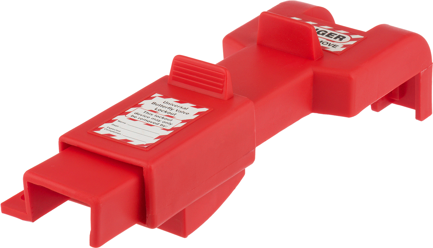 Plastik Kaydırmalı Valf Kolu Kilidi, Kilitler Kapalı, 3/4“ ila 1-1/2” Sap Kalınlığı için, Kırmızı