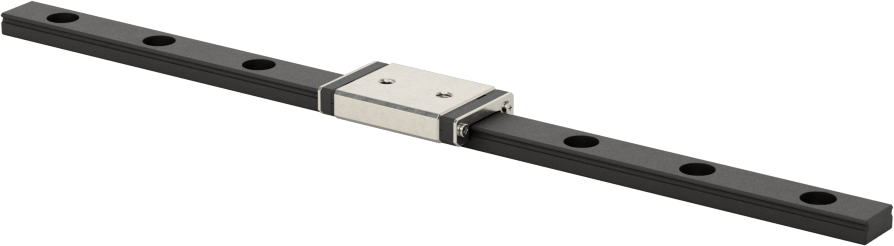 Minyatür Bilyalı Rulman Taşıyıcı ve Kılavuz Ray, Yansıma Önleyici, 6 mm Genişlik x 120 mm Uzunlukta Ray ile