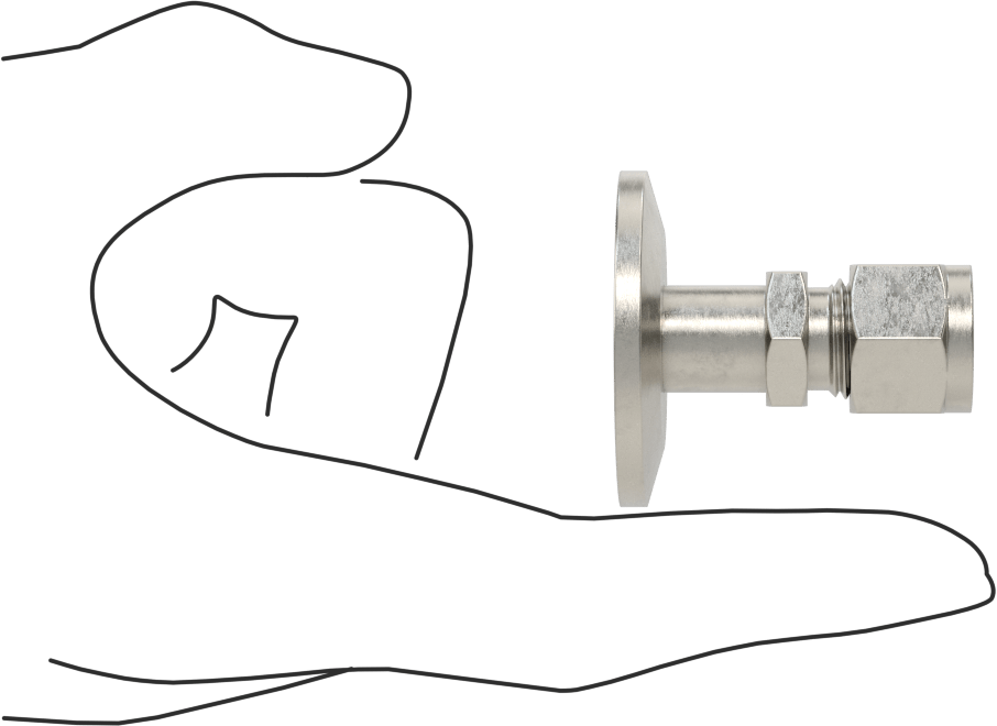 Hızlı Kelepçeli Yüksek Vakum Bağlantı Parçası, Paslanmaz Çelik Boru için, 1“ Dış Çap x 3/8” Yor-Lok Dış Çap için Adaptör