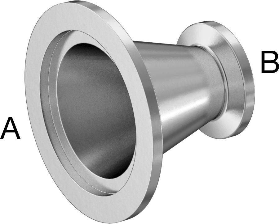 Hızlı Kelepçeli Yüksek Vakum Bağlantı Parçası, Paslanmaz Çelik Boru için, 1-1/2“ x 3/4” Dış Çaplı Boru için Redüktör