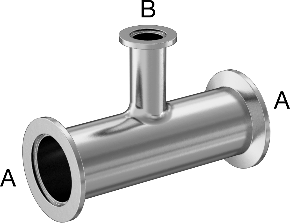 Hızlı Kelepçeli Yüksek Vakum Bağlantı Parçası, Paslanmaz Çelik Boru için, 1-1/2“ x 3/4” Boru için Hat Üstü T