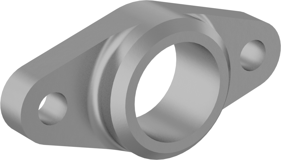 İki Cıvatalı Flanş Montajlı Hazır Montajlı Rulman Muhafazası, 3/8" Yatak Genişliği için, 17/32" Rulman Dış Çapı için, 1-5/8" Toplam Uzunluk