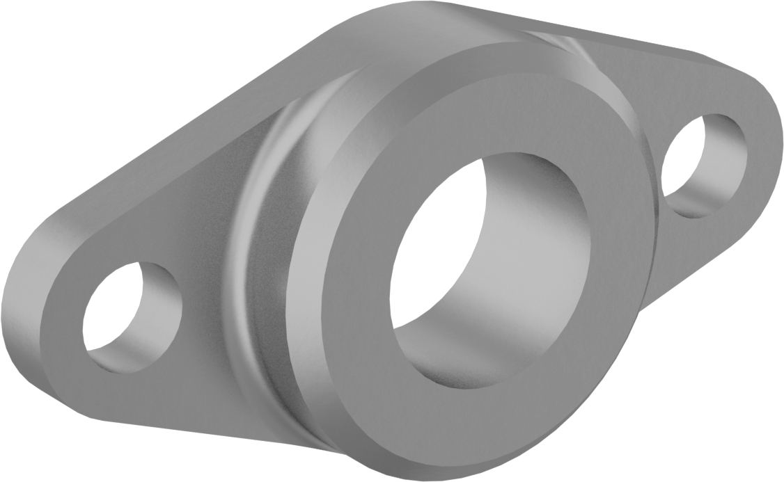 İki Cıvatalı Flanş Montajlı Hazır Montajlı Rulman Muhafazası, 5/8" Rulman Genişliği için, 7/8" Rulman Dış Çapı için, 3-1/4" Toplam Uzunluk