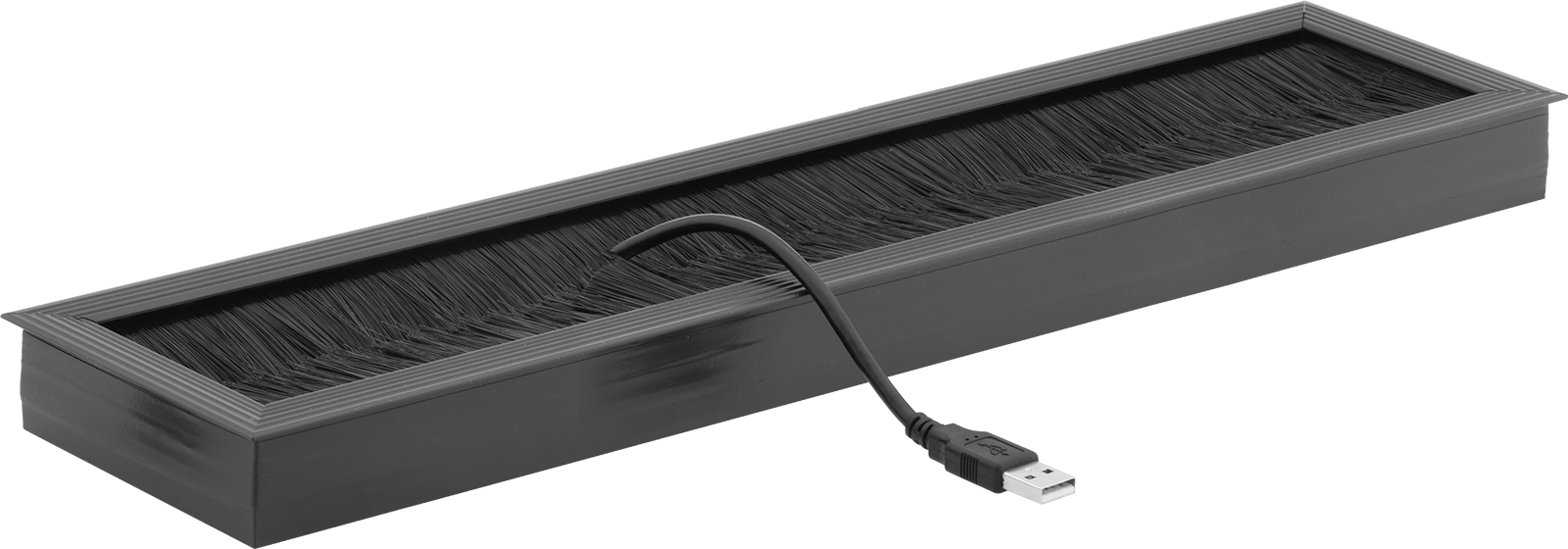 Fırça Contalı Mobilya Grometi, 24“ Uzunluk x 3,75” Genişlikte Delik için, Siyah Plastik