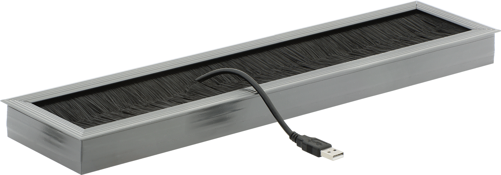 Fırça Contalı Mobilya Grometi, 24“ Uzunluk x 3,75” Genişlikte Delik için, Gri Plastik