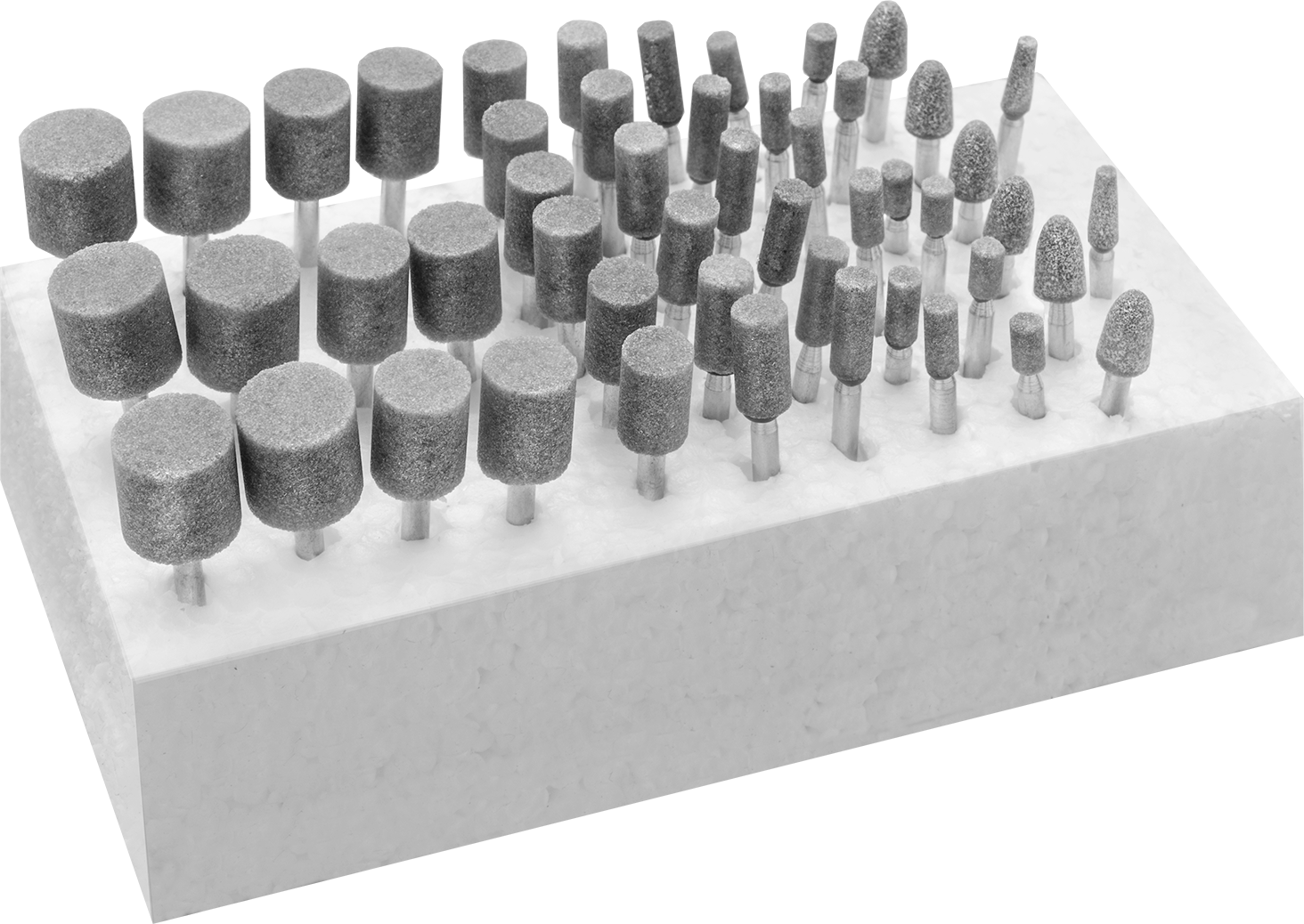 Çelik ve Demir için Taşlama Ucu Seti, 1/8" Şaft Çapı, 50 Parça, 60 Kum