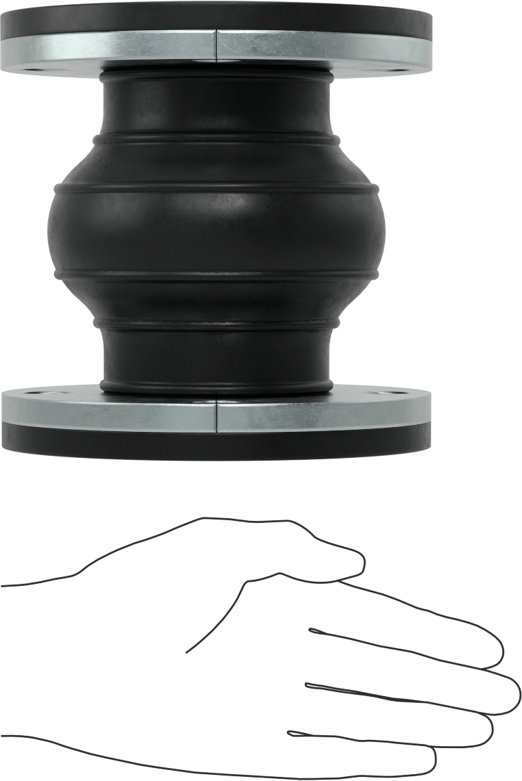 Sızdırmaz Flanşlı Uçlu Genleşme Derzi, Plastik Boru için, EPDM Kauçuk, 6" Flanş Dış Çapı