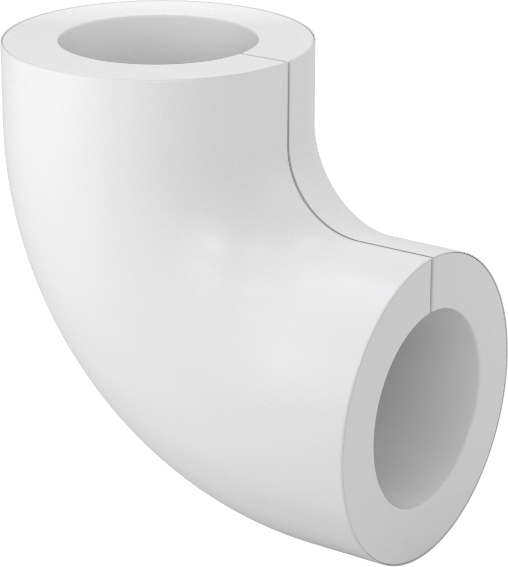 PVC Boru Yalıtım Kılıfı, 90 Derece Dirsek, 4-7/8“ ila 5-3/8” Yalıtım Dış Çapı için