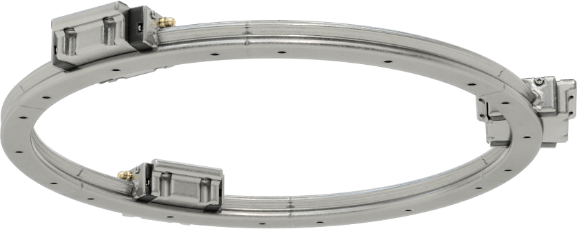 Eğriler için Bilyalı Rulmanlı Taşıyıcı ve Kılavuz Ray, 100 mm Ray Kıvrım Yarıçaplı Yuvarlak Ray, 630 mm Uzunluk