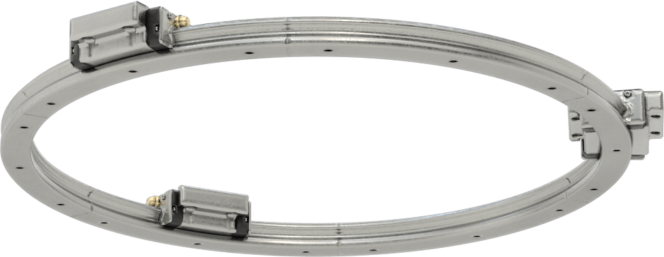 Eğriler için Bilyalı Rulmanlı Taşıyıcı ve Kılavuz Ray, 150 mm Ray Bükülme Yarıçapına Sahip Yuvarlak Ray, 940 mm Uzunluk