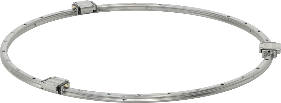 Eğriler için Bilyalı Rulmanlı Taşıyıcı ve Kılavuz Ray, 300 mm Ray Bükülme Yarıçapına Sahip Yuvarlak Ray, 1880 mm Uzunluk