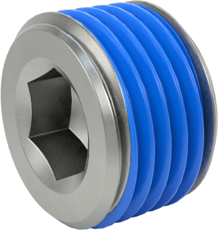 Aşırı Basınçlı Çelik Tapa, Altıgen Tahrikli ve 7/8" Konik, PTFE Kaplı, 1/8 PTF Erkek