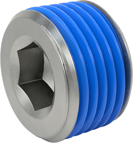 Aşırı Basınçlı Çelik Tapa, Altıgen Tahrikli ve 7/8" Konik, PTFE Kaplı, 3/8 PTF Erkek