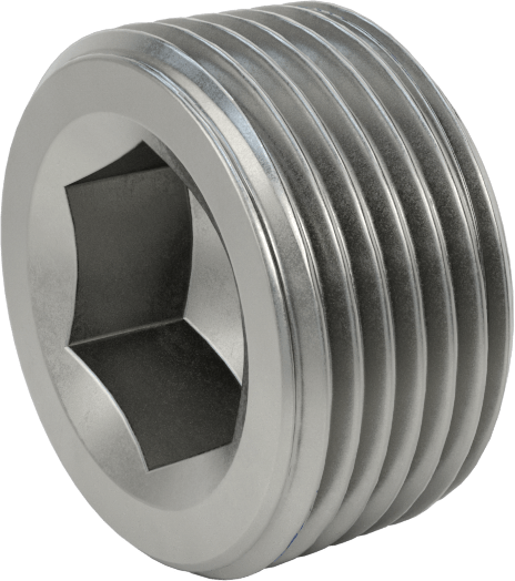 Aşırı Basınçlı Çelik Tapa, Altıgen Tahrikli ve 7/8" Konik, PTFE Kaplı, 3/4 PTF Erkek